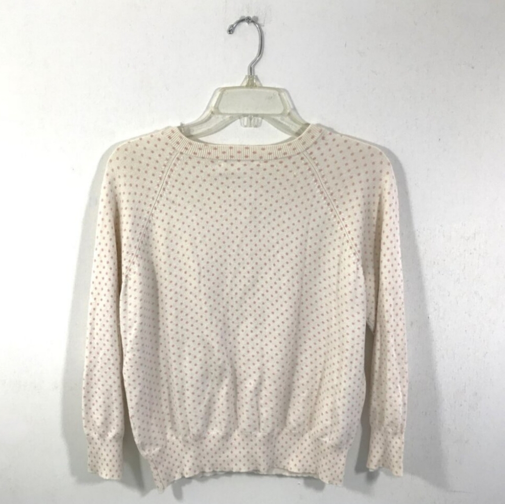 Banana Republic Silk Blend Cardigan L White Pink Polka Dots - Picture 3 of 8